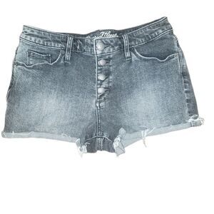 Universal Thread Black High Rise Shortie Button Fly Raw Hem Jean Short